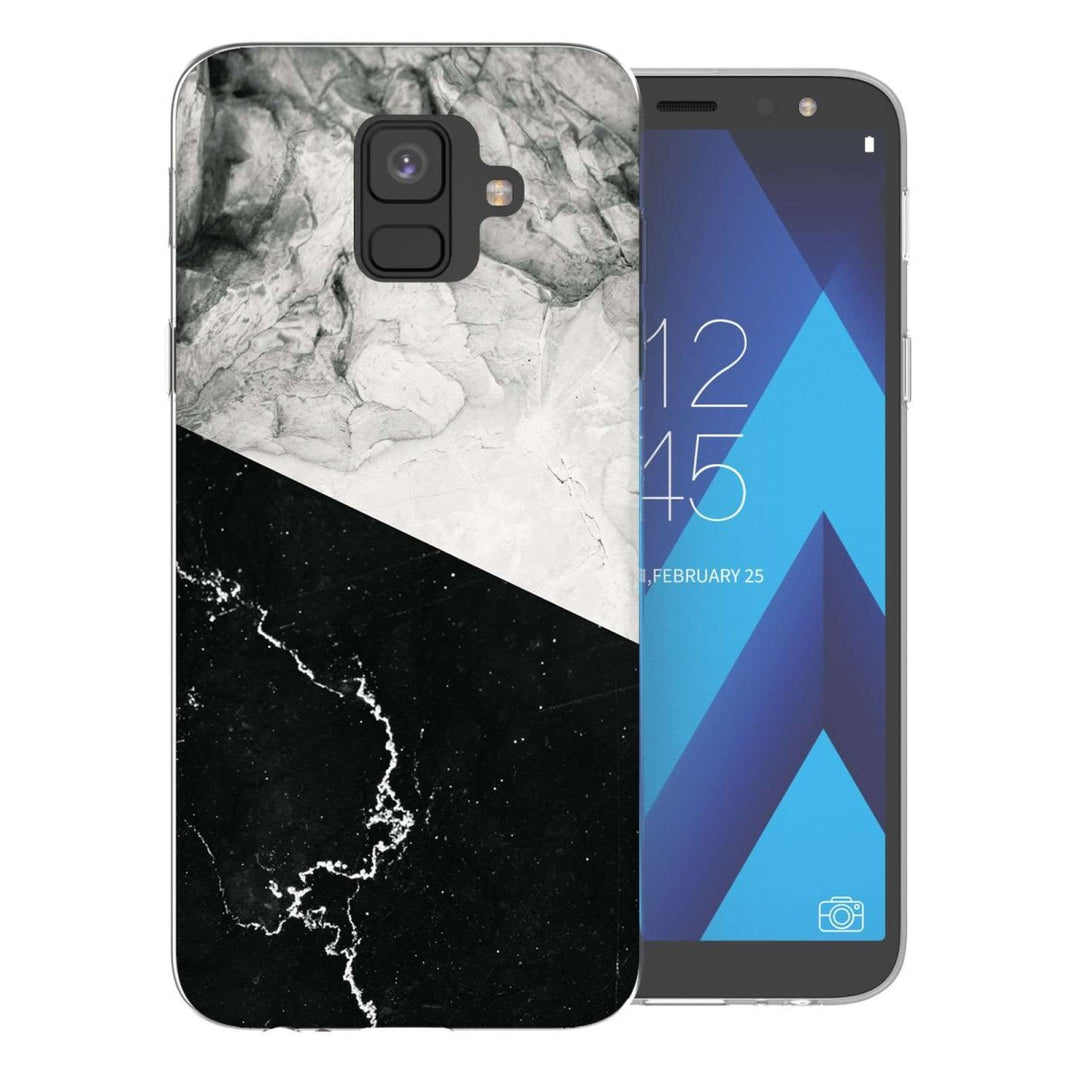 Samsung A6 (2018) Black White Marble Slice TPU Gel Case - Mobile Madhouse