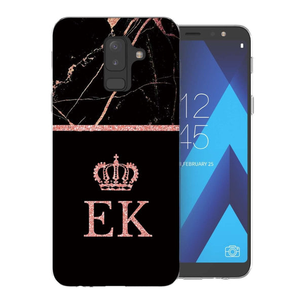 Samsung A6 Plus (2018) Black & Pink Marble Personalised TPU Gel Case - Mobile Madhouse