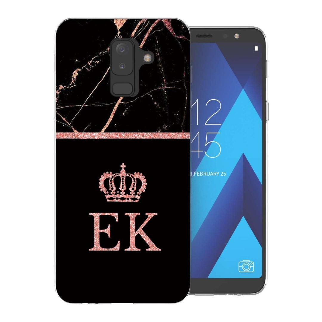 Samsung A6 Plus (2018) Black & Pink Marble Personalised TPU Gel Case - Mobile Madhouse