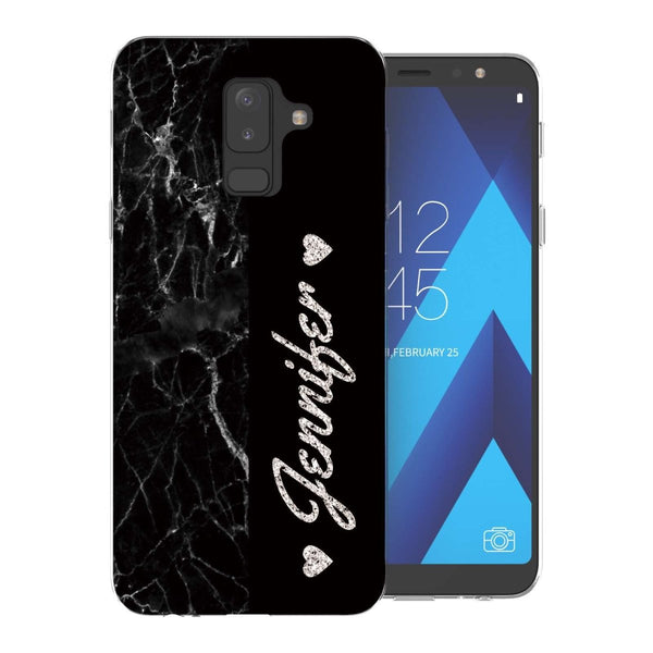 Samsung A6 Plus (2018) Black Marble Personalised TPU Gel Case - Mobile Madhouse