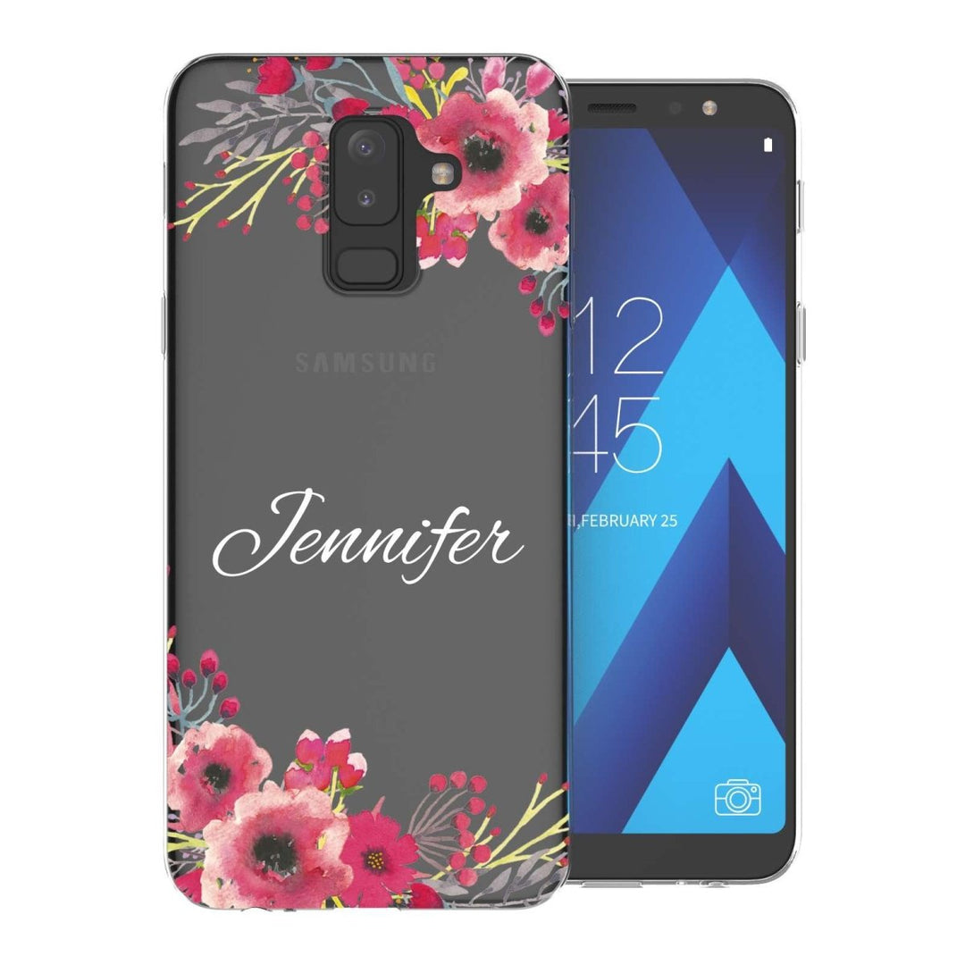 Samsung A6 Plus (2018) Clear Floral Personalised TPU Gel Case - Mobile Madhouse