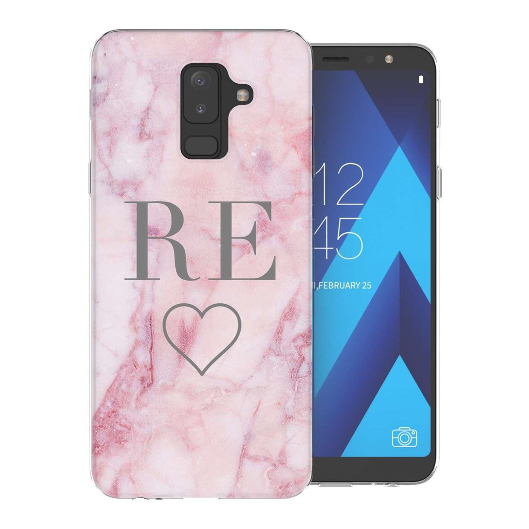 Samsung A6 Plus (2018) Pink Marble Heart Personalised TPU Gel Case - Mobile Madhouse