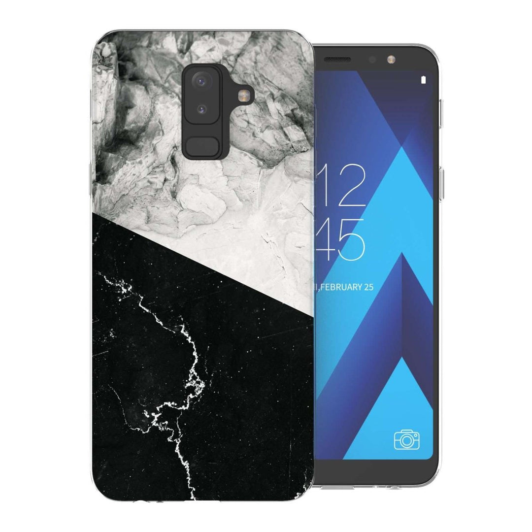 Samsung A6 Plus (2018) Black White Marble Slice TPU Gel Case - Mobile Madhouse