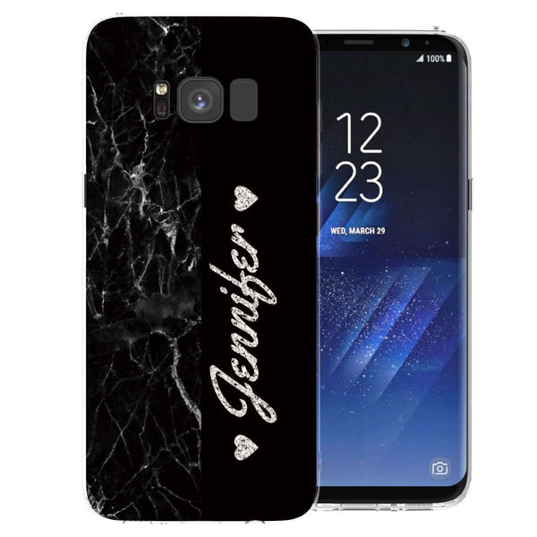 Samsung Galaxy S8 Black Marble Personalised TPU Gel Case - Mobile Madhouse