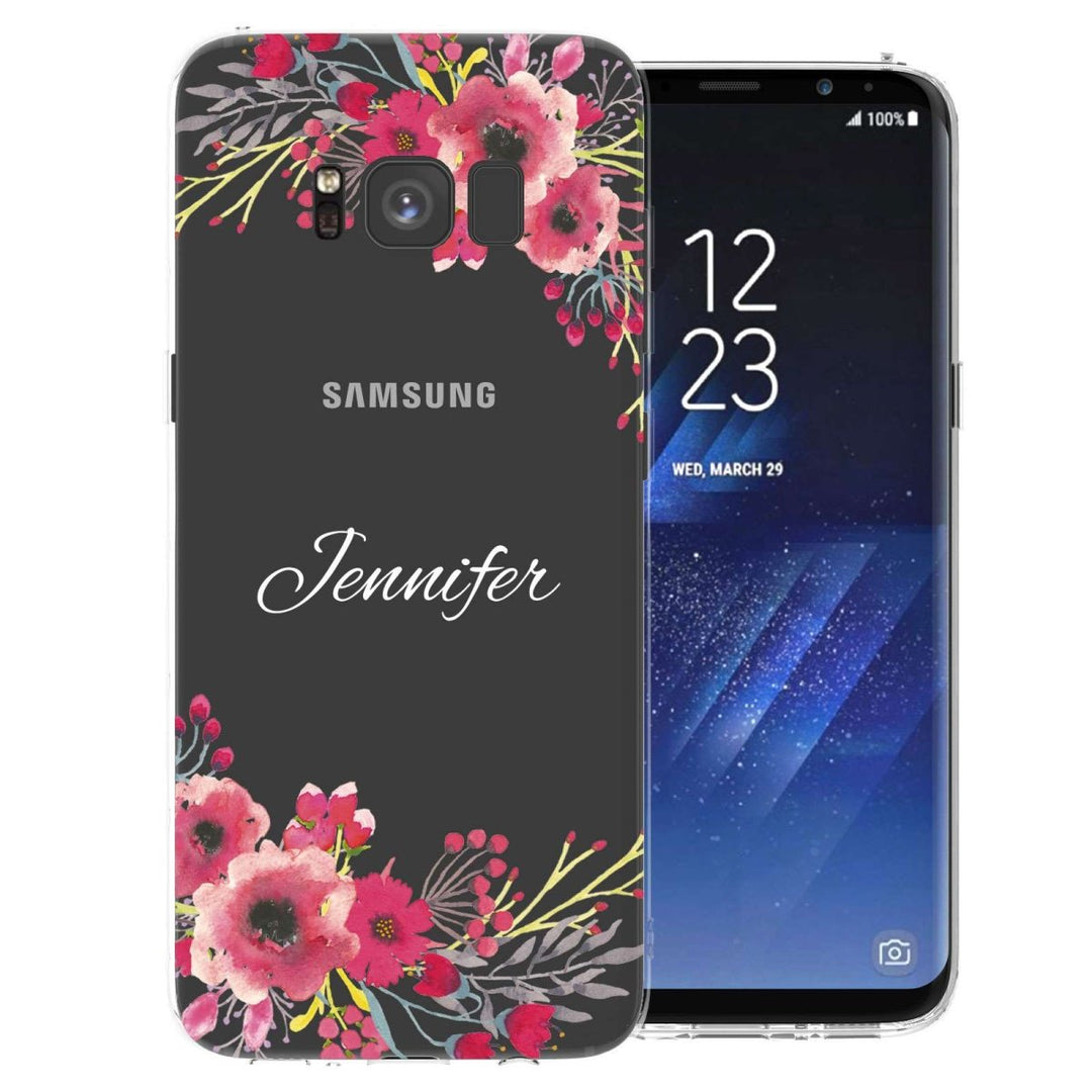 Samsung Galaxy S8 Clear Floral Personalised TPU Gel Case - Mobile Madhouse
