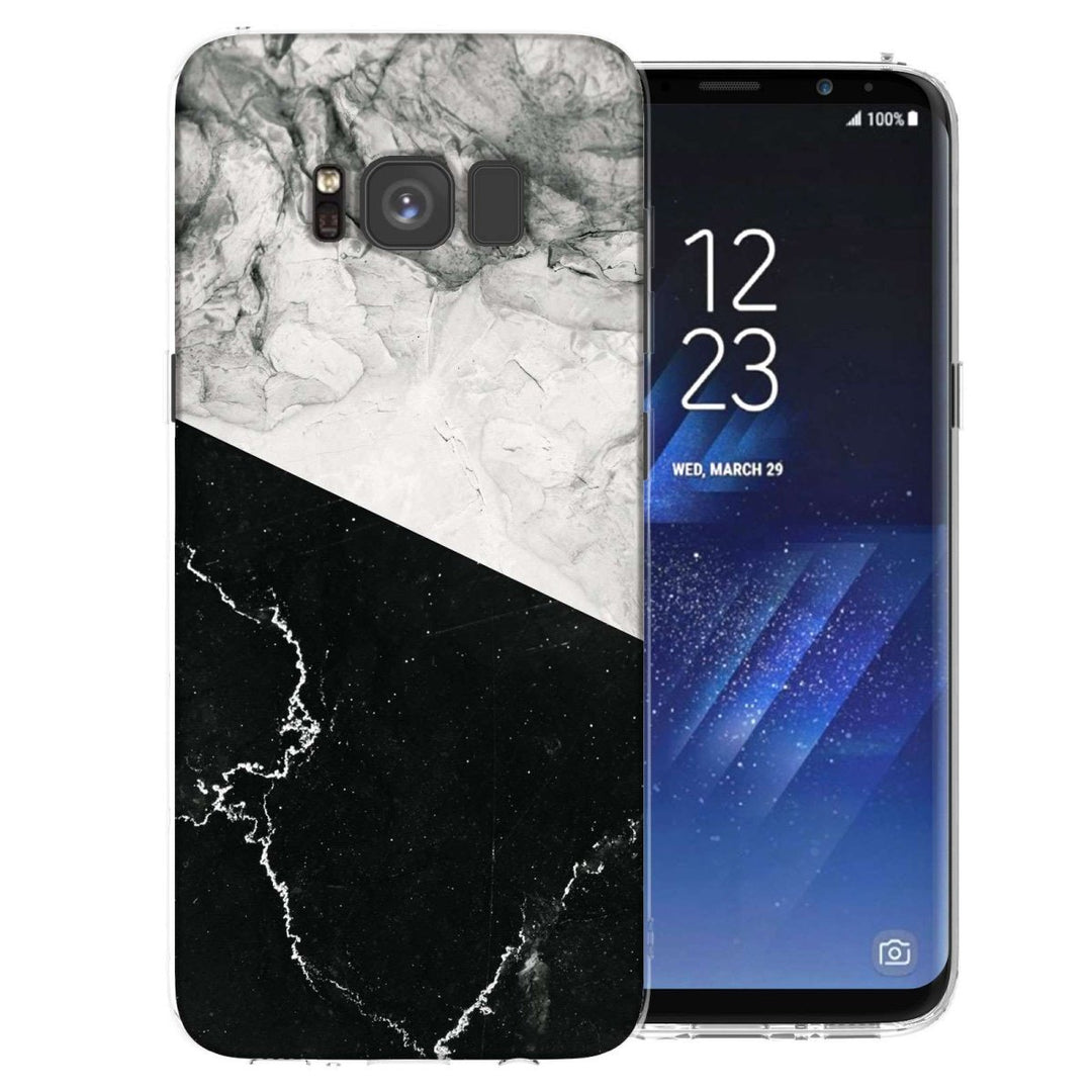 Samsung Galaxy S8 Black White Marble Slice TPU Gel Case - Mobile Madhouse