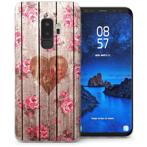 Samsung Galaxy S9 Plus Vintage Wooden Heart CaseTPU Gel Case - Mobile Madhouse