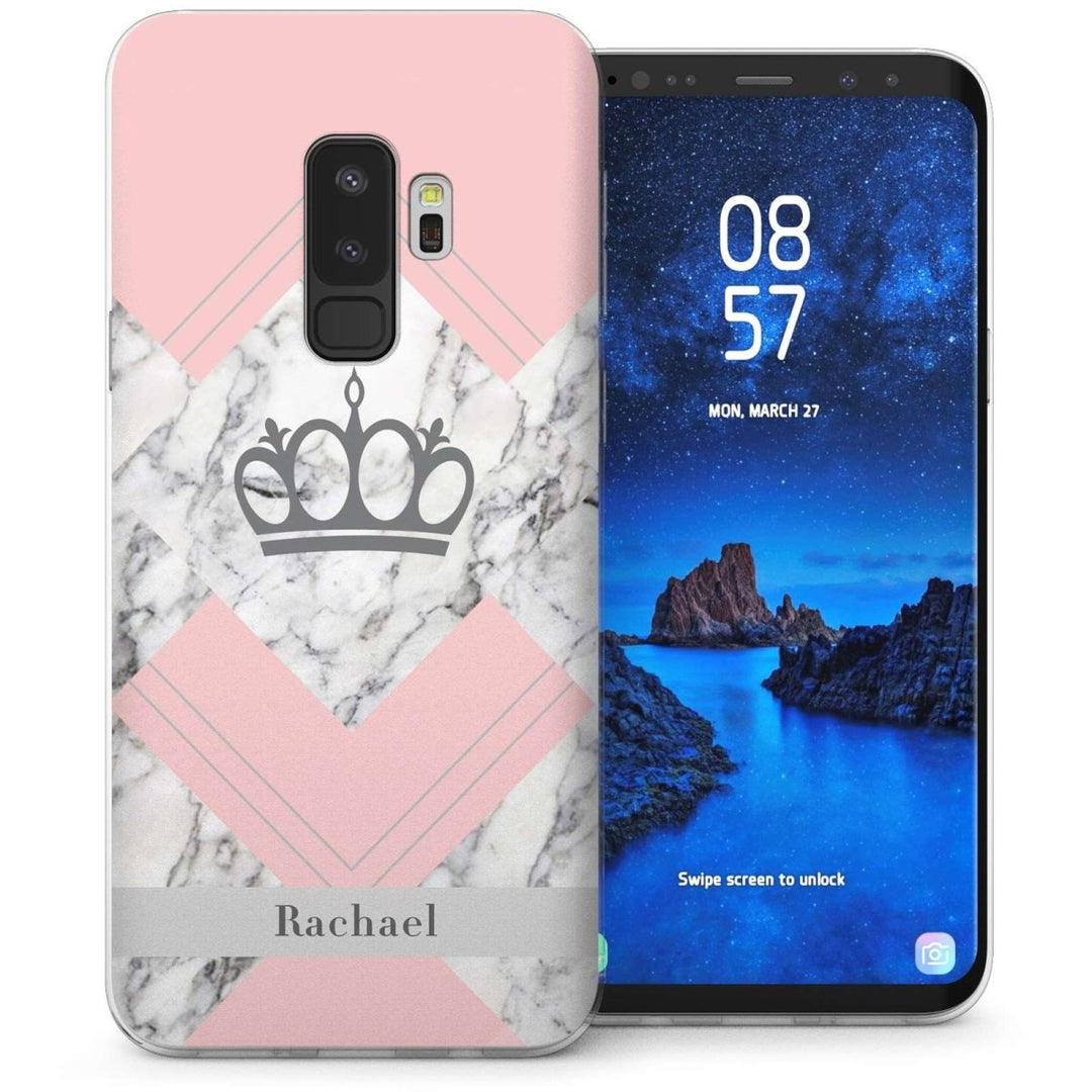 Samsung Galaxy S9 Plus Pink Marble Personalised Case TPU Gel Case - Mobile Madhouse