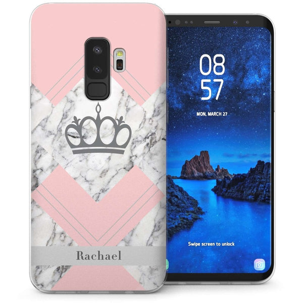 Samsung Galaxy S9 Plus Pink Marble Personalised Case TPU Gel Case - Mobile Madhouse