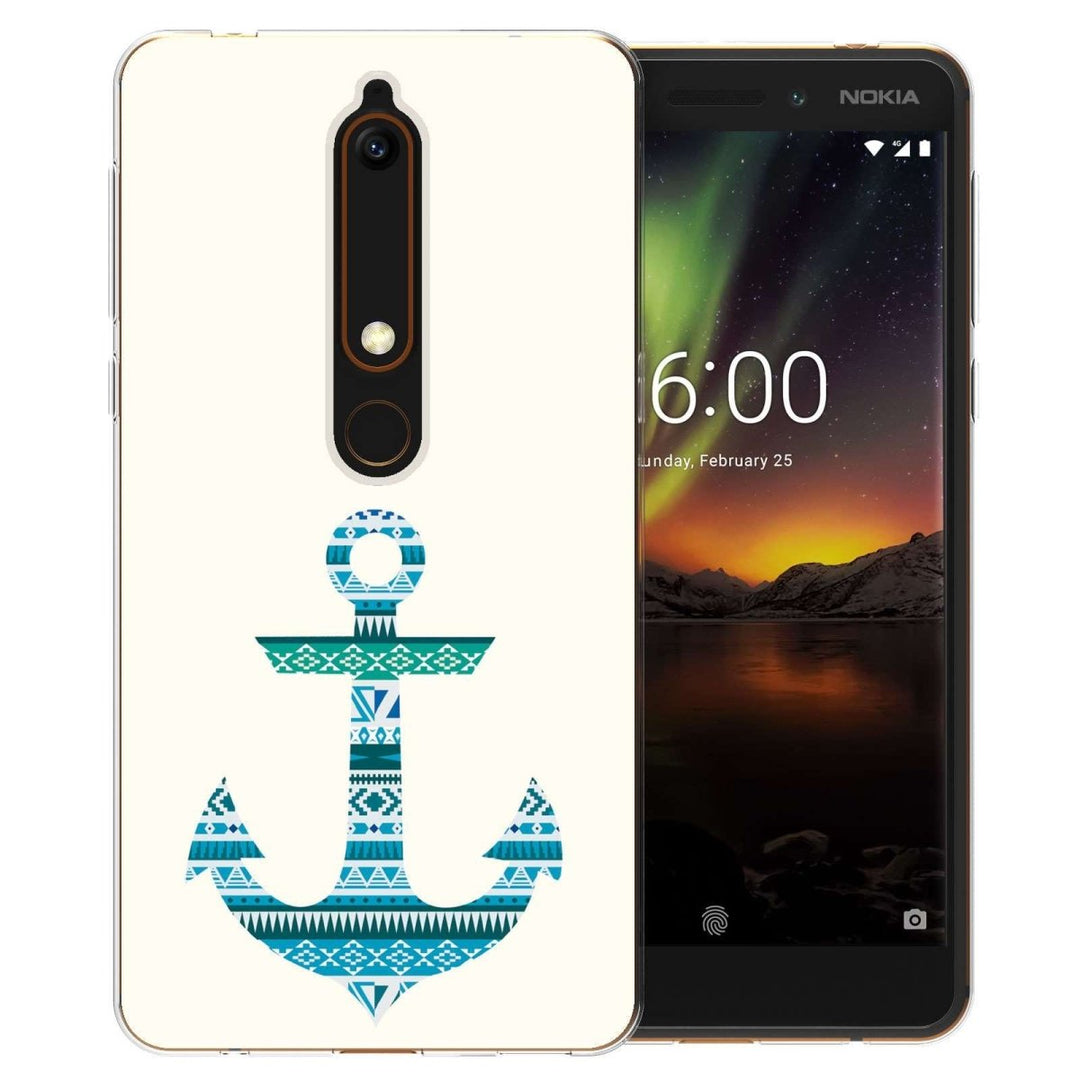Nokia 6 (2018) Aztec Blue Anchor TPU Gel Case - Mobile Madhouse