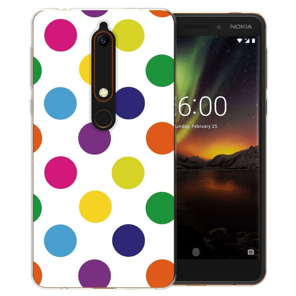 Nokia 6 (2018) Multicolour Polka Dot TPU Gel Case - Mobile Madhouse