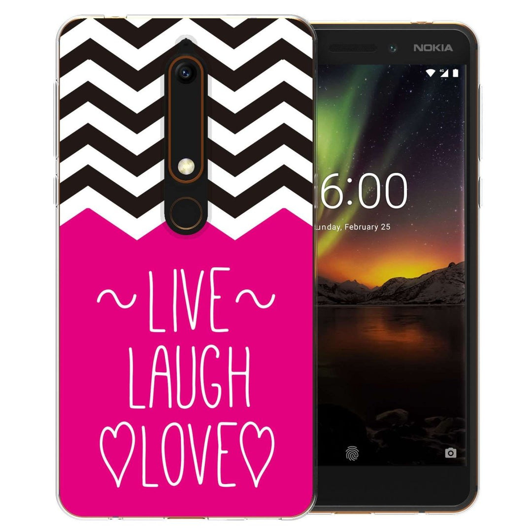 Nokia 6 (2018) Live Laugh Love Heart TPU Gel Case - Mobile Madhouse
