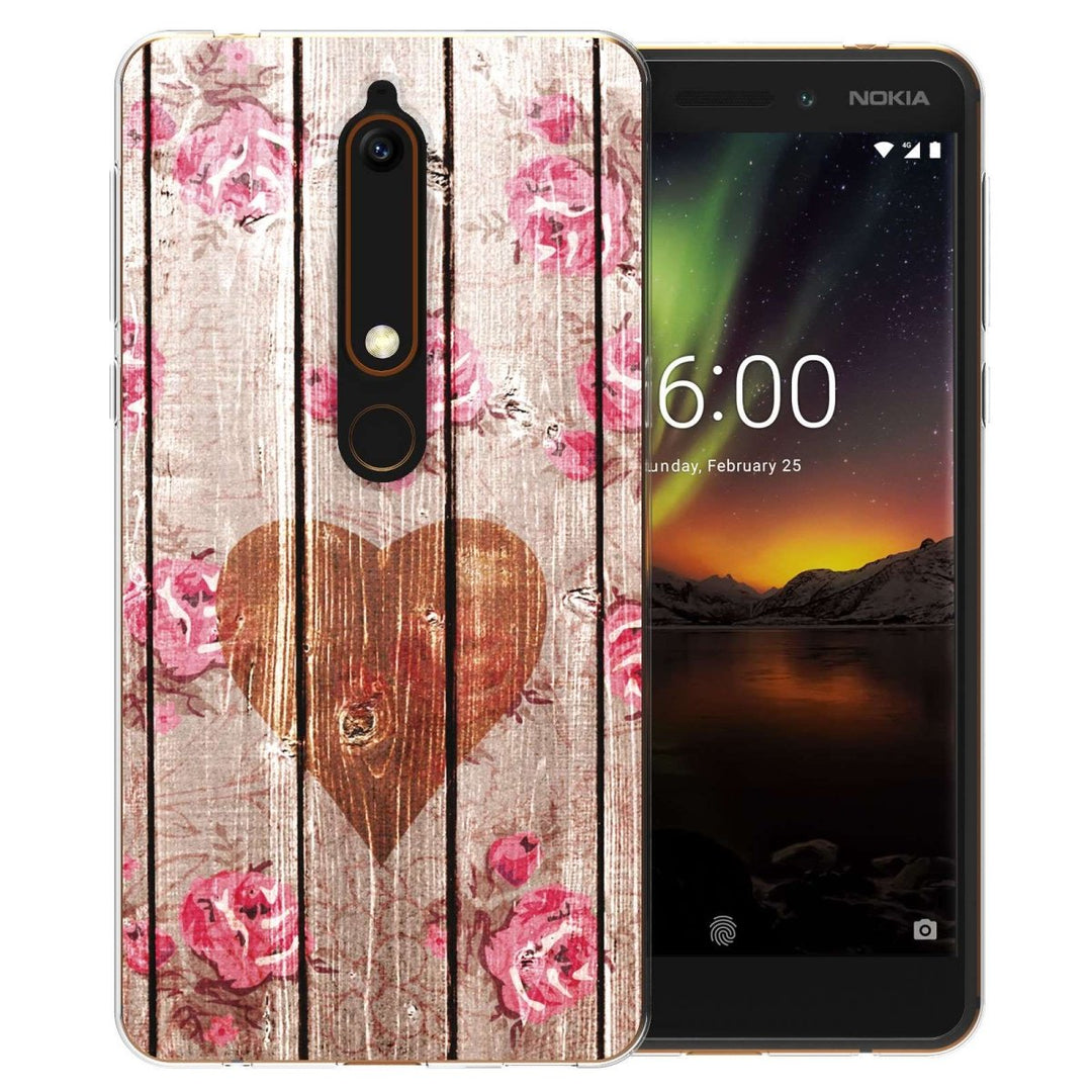 Nokia 6 (2018) Vintage Wooden Heart TPU Gel Case - Mobile Madhouse