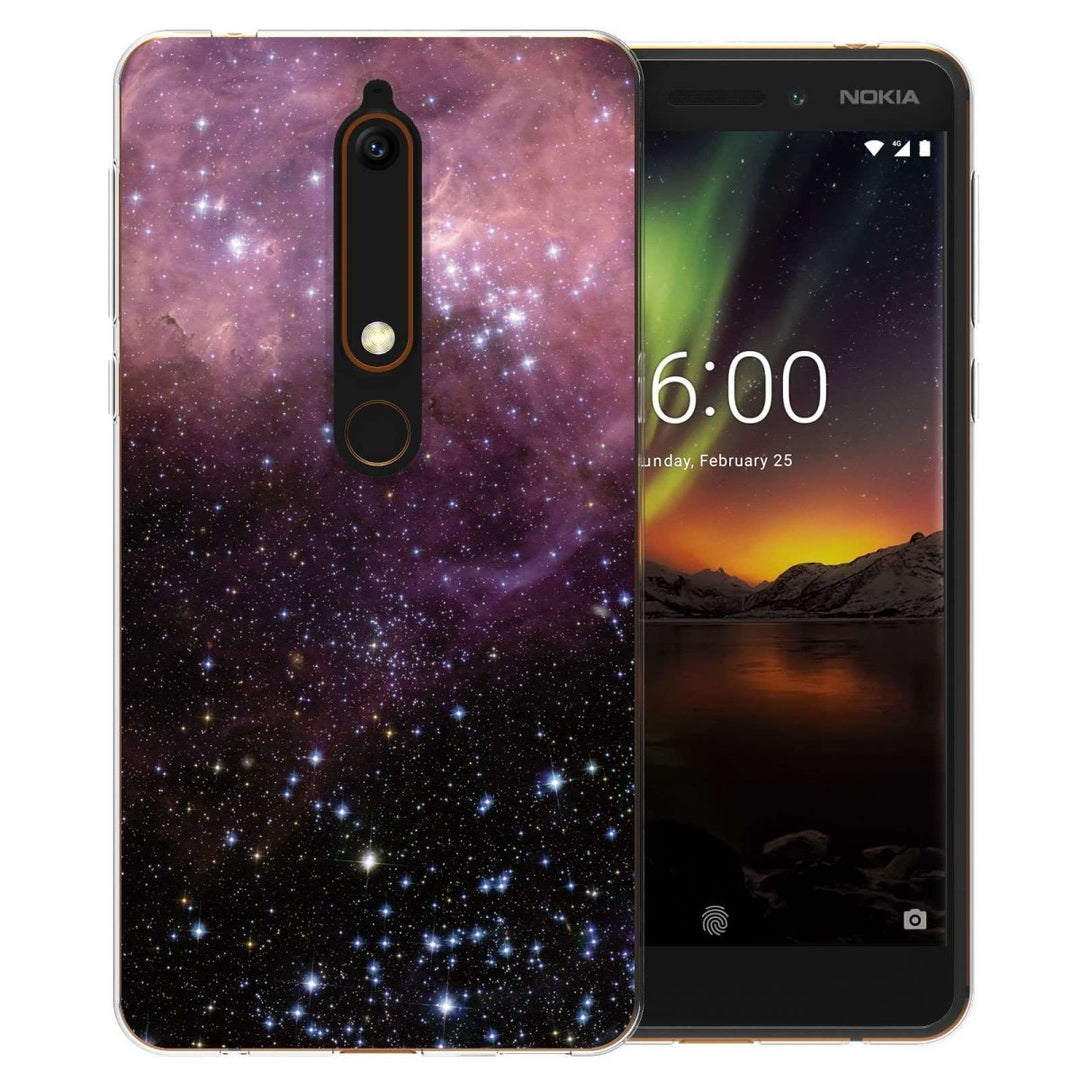 Nokia 6 (2018) Purple & Black Constellation TPU Gel Case - Mobile Madhouse