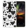 Nokia 6 (2018) White Marble Hearts Personalised TPU Gel Case