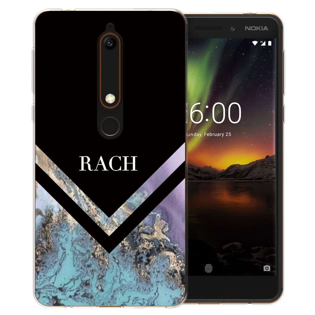 Nokia 6 (2018) Black Blue Arrow Personalised TPU Gel Case - Mobile Madhouse