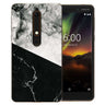 Nokia 6 (2018) Black White Marble Slice TPU Gel Case
