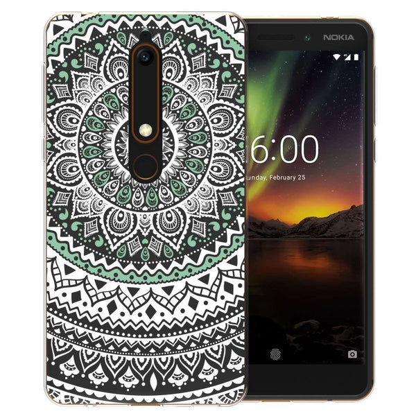 Nokia 6 (2018) Mandala TPU Gel Case - Mint Green - Mobile Madhouse