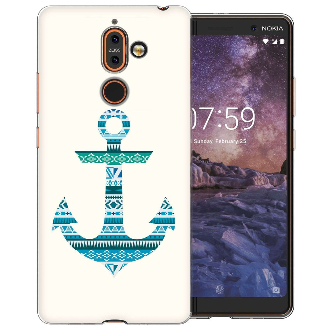 Nokia 7 Plus Aztec Blue Anchor TPU Gel Case - Mobile Madhouse