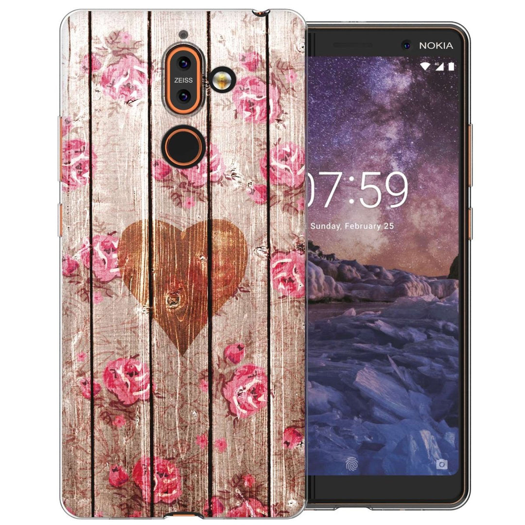 Nokia 7 Plus Vintage Wooden Heart TPU Gel Case - Mobile Madhouse