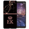 Nokia 7 Plus Black & Pink Marble Personalised TPU Gel Case
