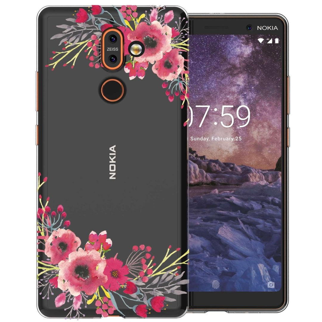 Nokia 7 Plus Clear Floral Personalised TPU Gel Case - Mobile Madhouse
