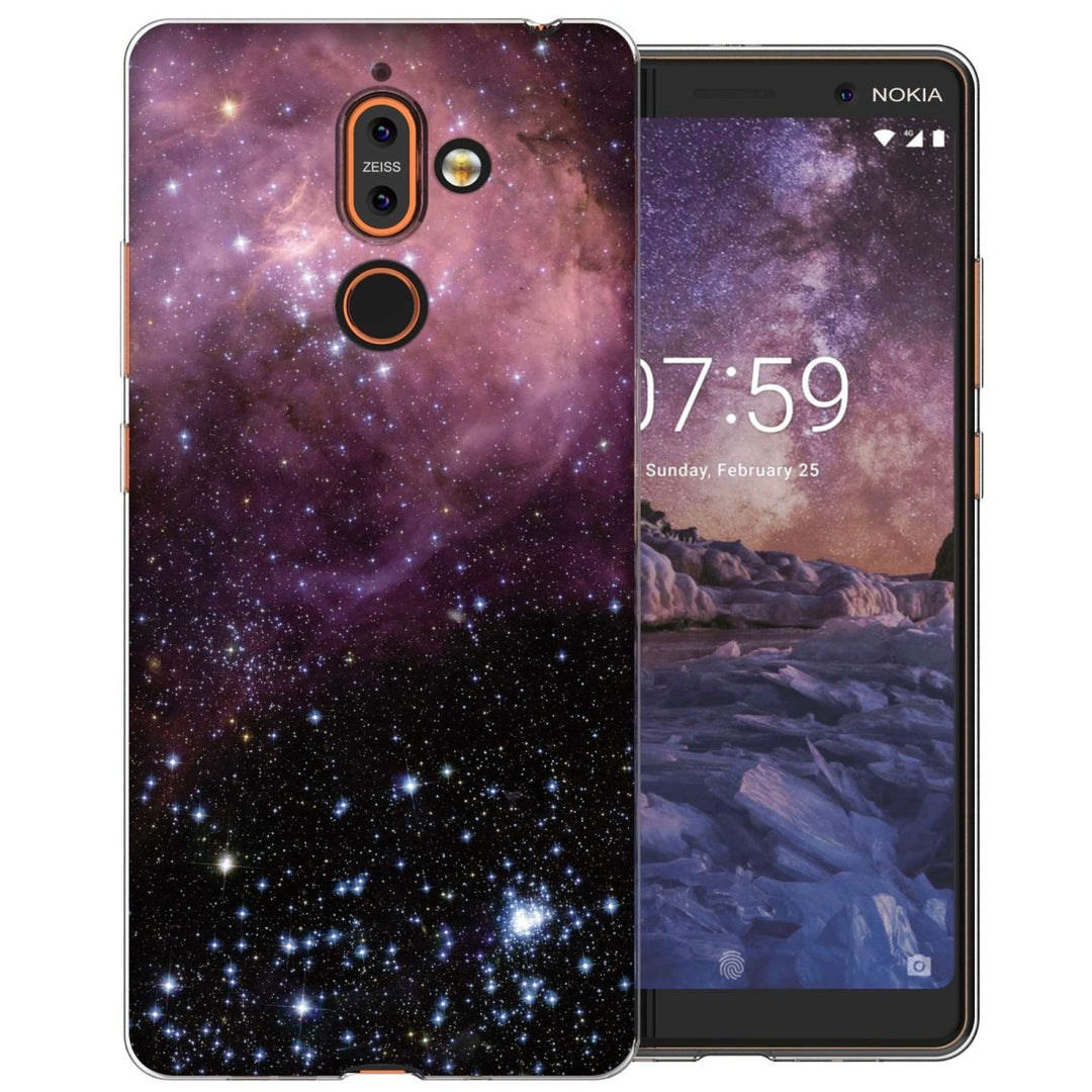 Nokia 7 Plus Purple & Black Constellation TPU Gel Case - Mobile Madhouse