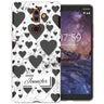Nokia 7 Plus White Marble Hearts Personalised TPU Gel Case