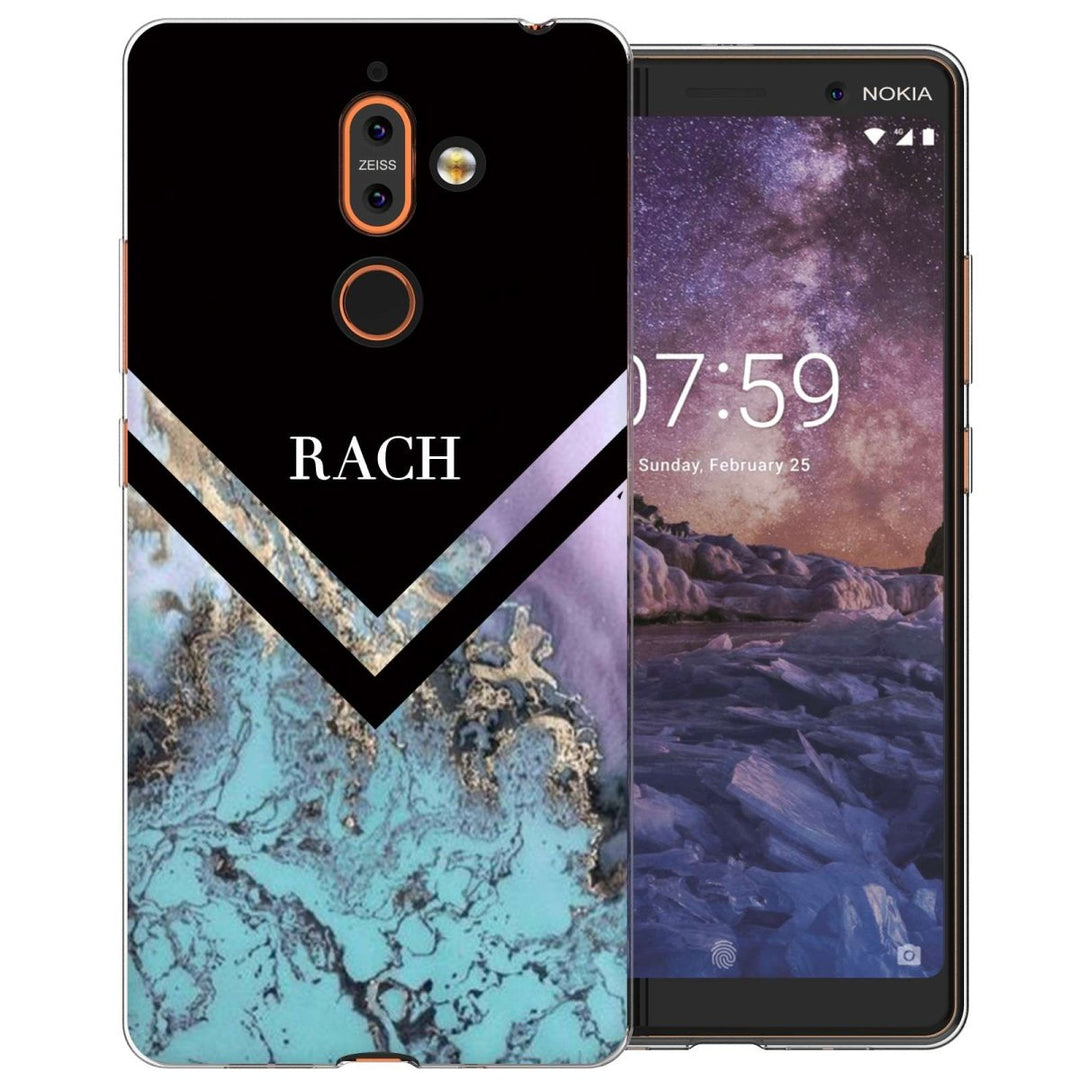 Nokia 7 Plus Black Blue Arrow Personalised TPU Gel Case - Mobile Madhouse