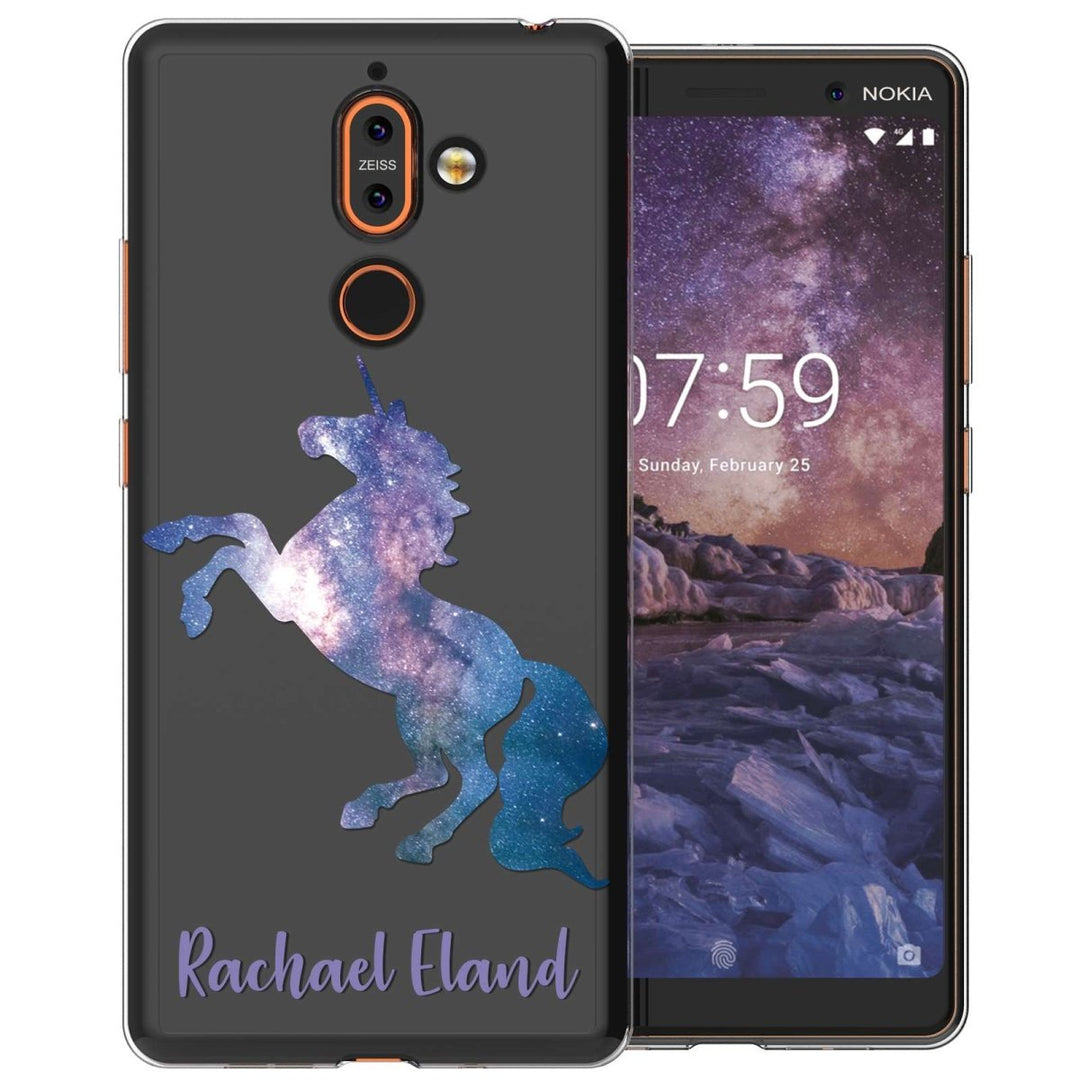 Nokia 7 Plus Blue Unicorn Personalised TPU Gel Case - Mobile Madhouse