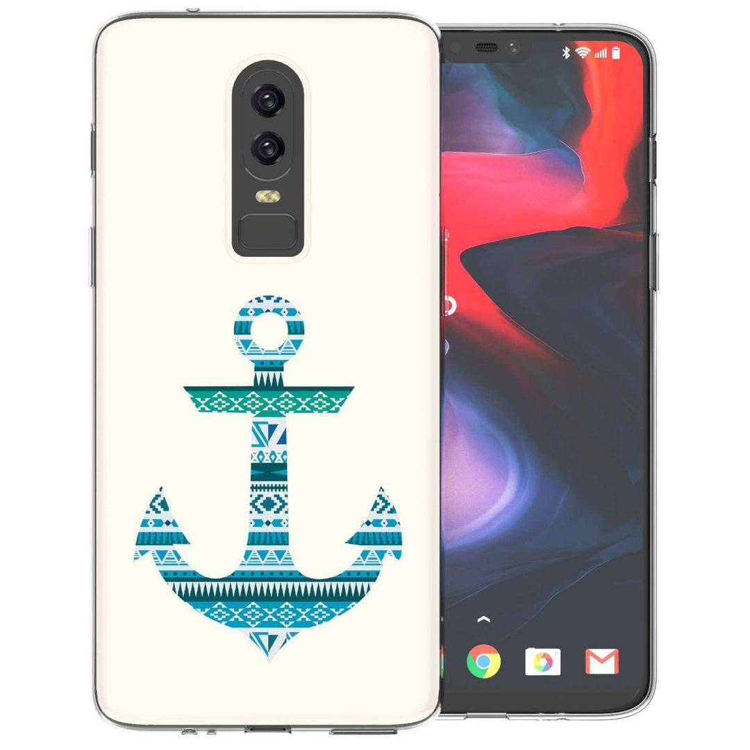 OnePlus 6 Aztec Blue Anchor TPU Gel Case - Mobile Madhouse