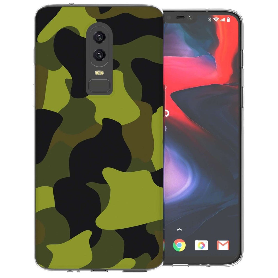 OnePlus 6 Green Camouflage TPU Gel Case - Mobile Madhouse