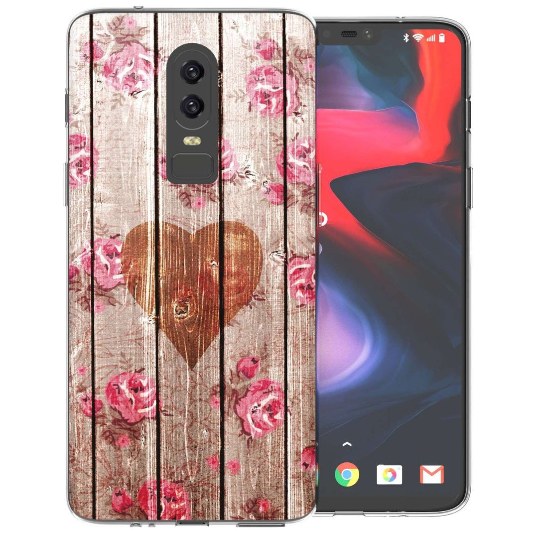 OnePlus 6 Vintage Wooden Heart TPU Gel Case - Mobile Madhouse