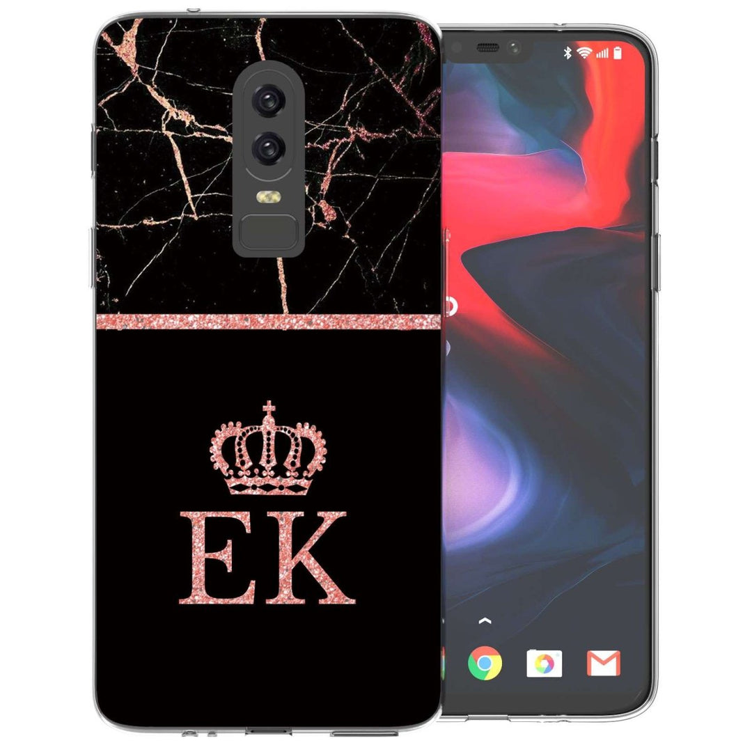 OnePlus 6 Black & Pink Marble Personalised TPU Gel Case - Mobile Madhouse