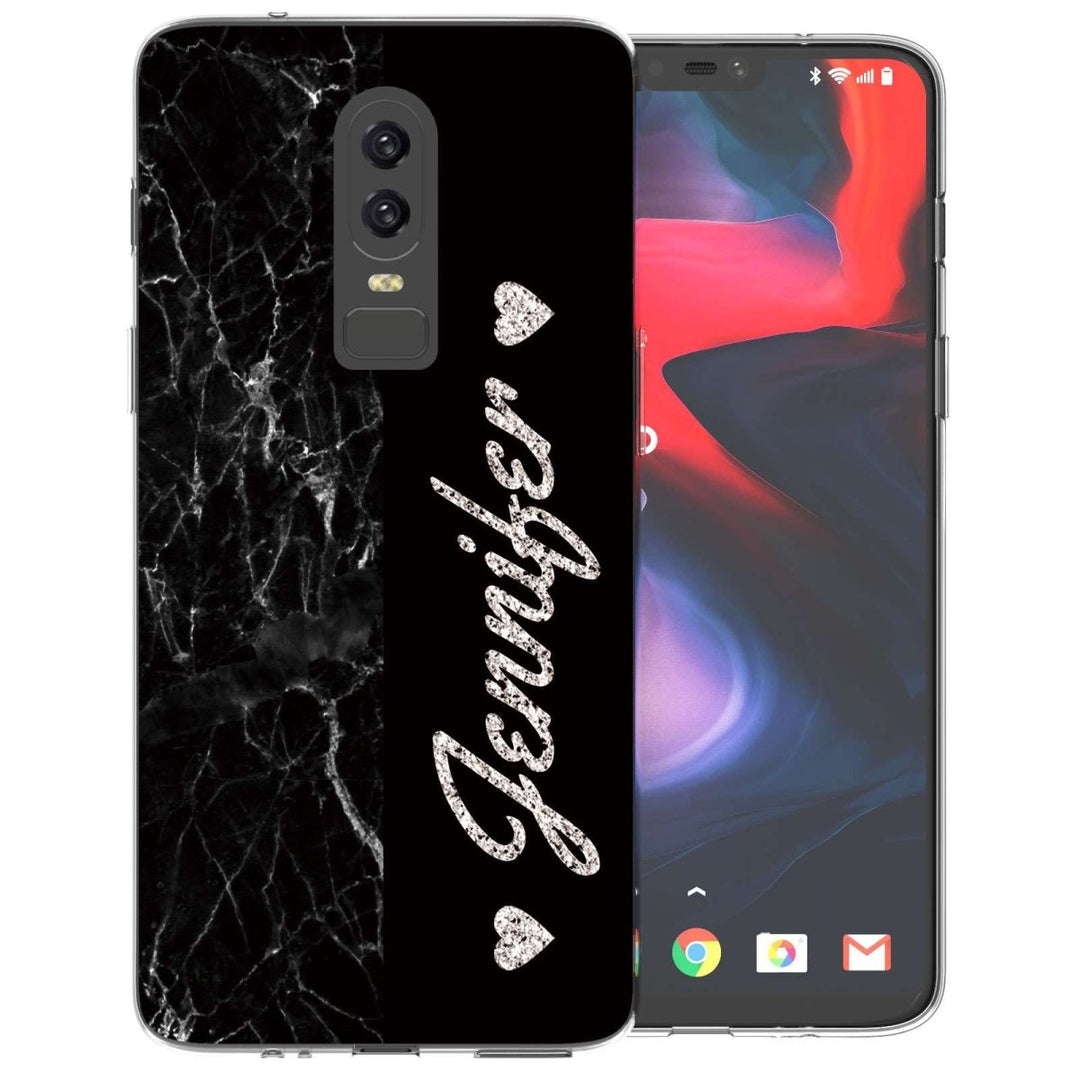 OnePlus 6 Black Marble Personalised TPU Gel Case - Mobile Madhouse