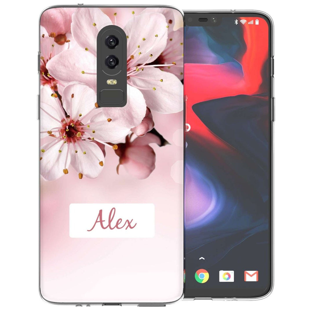 OnePlus 6 Light Pink Floral Personalised TPU Gel Case - Mobile Madhouse
