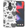 OnePlus 6 White Marble Hearts Personalised TPU Gel Case