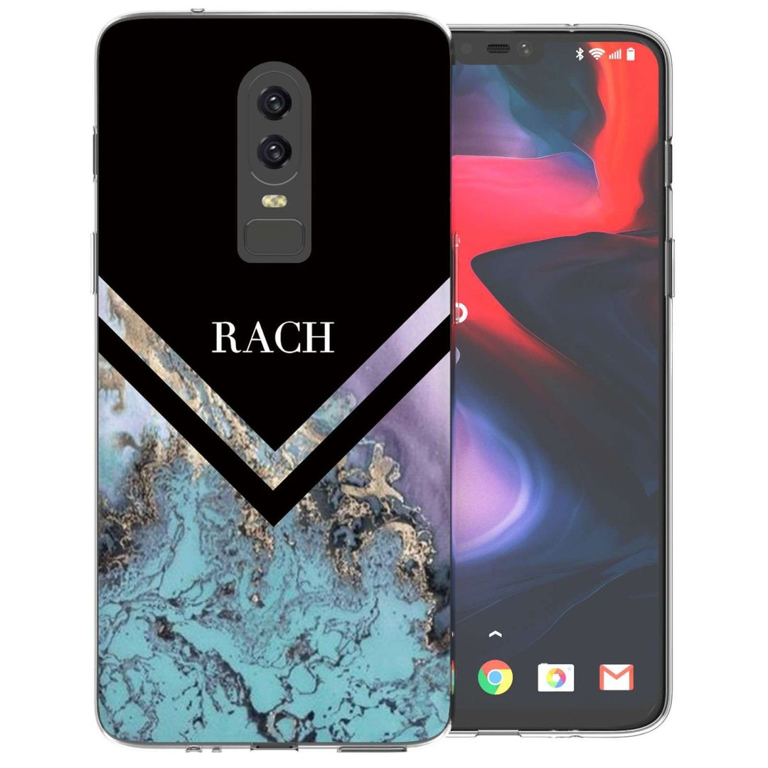 OnePlus 6 Black Blue Arrow Personalised TPU Gel Case - Mobile Madhouse