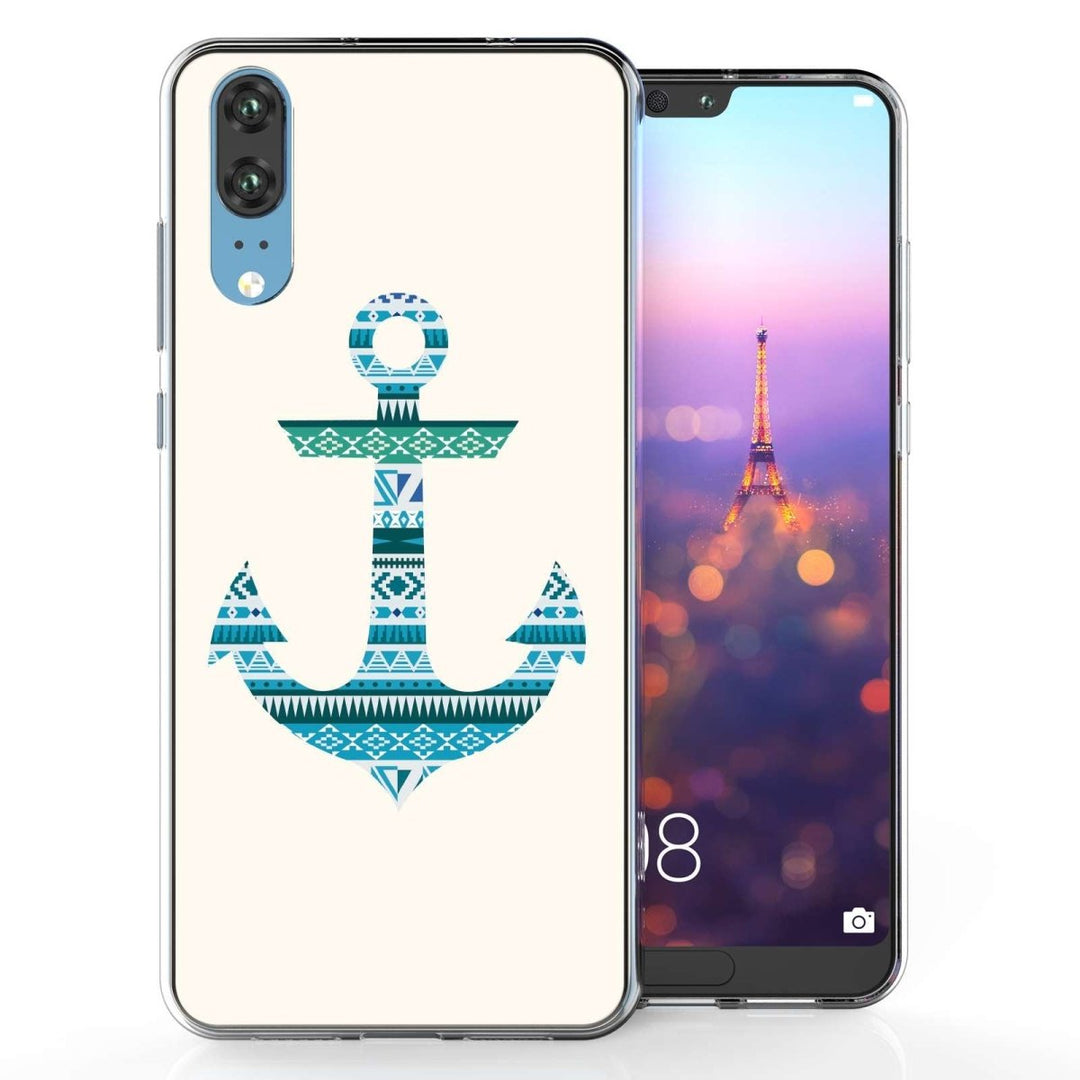 Huawei P20 Aztec Blue Anchor TPU Gel Case - Mobile Madhouse