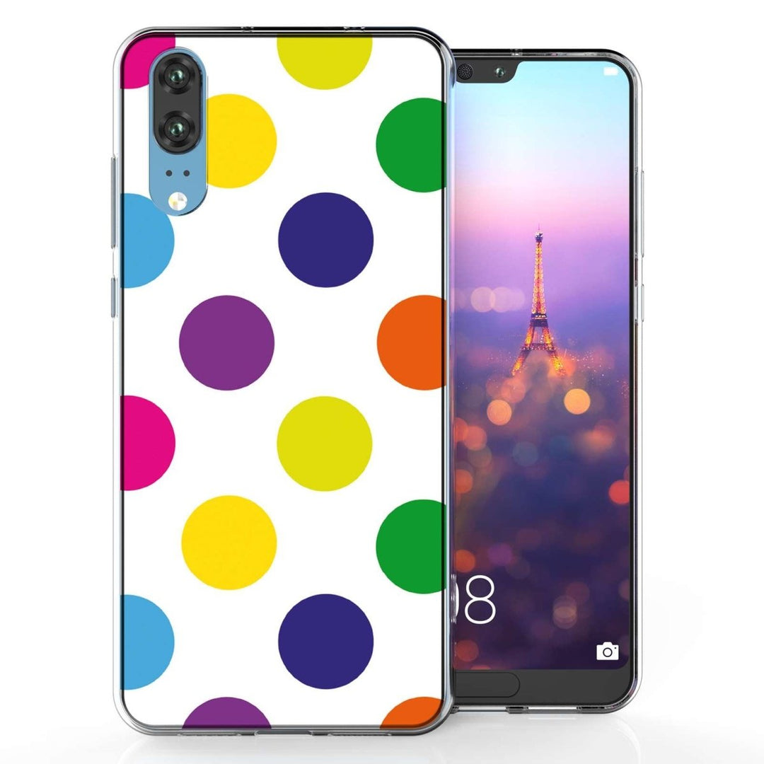 Huawei P20 Multicolour Polka Dot TPU Gel Case - Mobile Madhouse