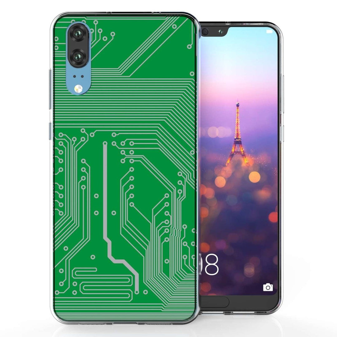 Huawei P20 Green Circuit Board TPU Gel Case - Mobile Madhouse