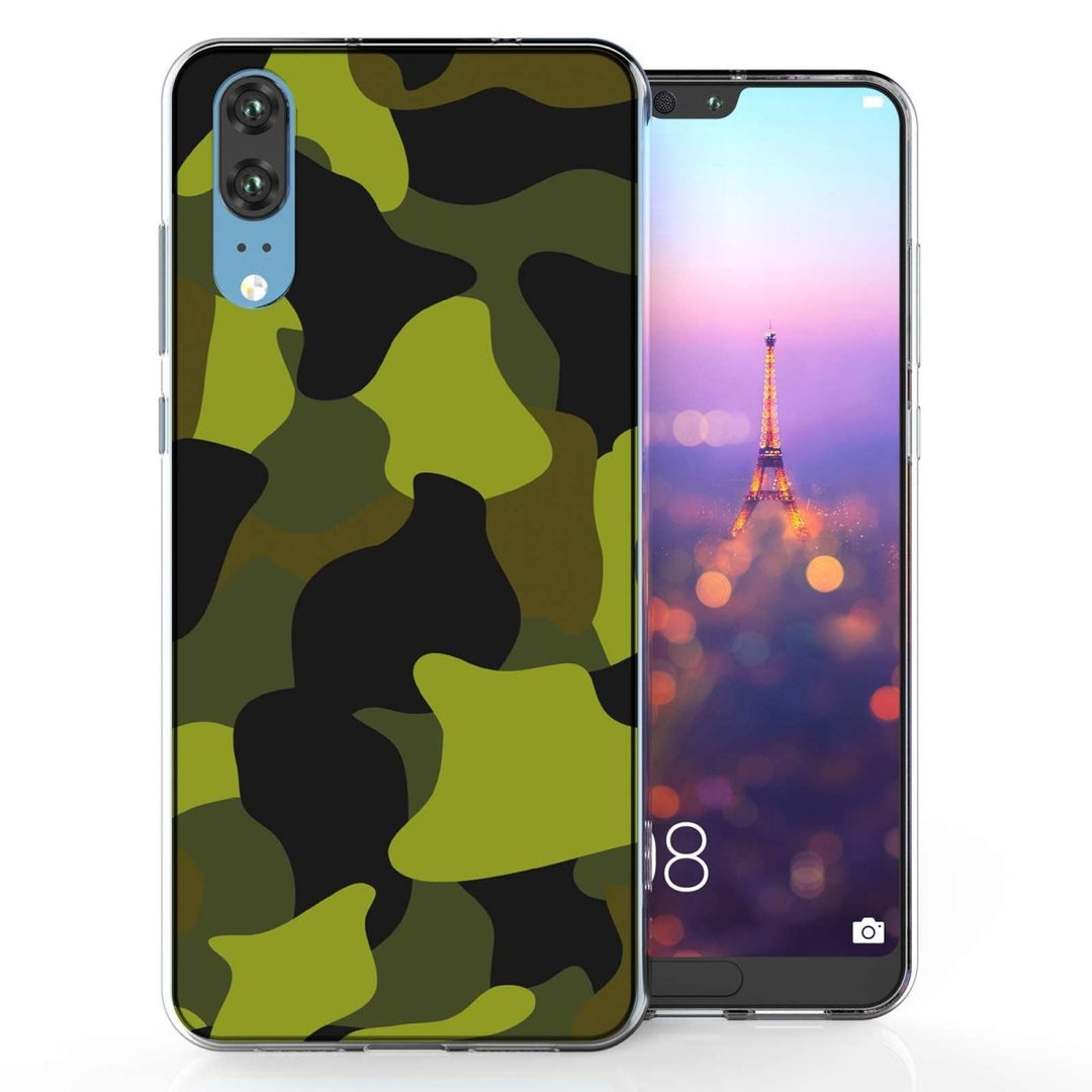 Huawei P20 Green Camouflage TPU Gel Case - Mobile Madhouse