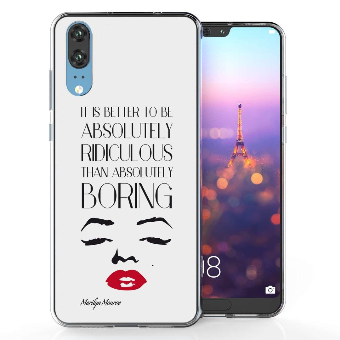 Huawei P20 Marilyn Monroe Face Quote TPU Gel Case - Mobile Madhouse
