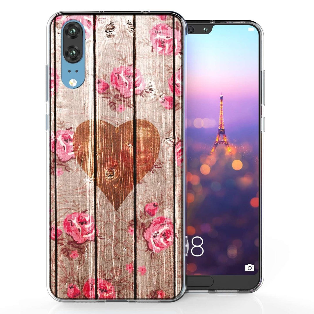 Huawei P20 Vintage Wooden Heart TPU Gel Case - Mobile Madhouse