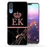 Huawei P20 Black & Pink Marble Personalised TPU Gel Case