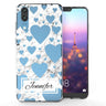 Huawei P20 White Marble Hearts Personalised TPU Gel Case
