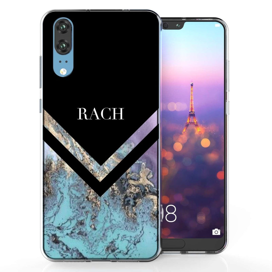 Huawei P20 Black Blue Arrow Personalised TPU Gel Case - Mobile Madhouse