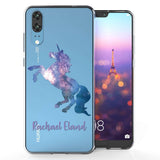 Huawei P20 Blue Unicorn Personalised TPU Gel Case - Mobile Madhouse