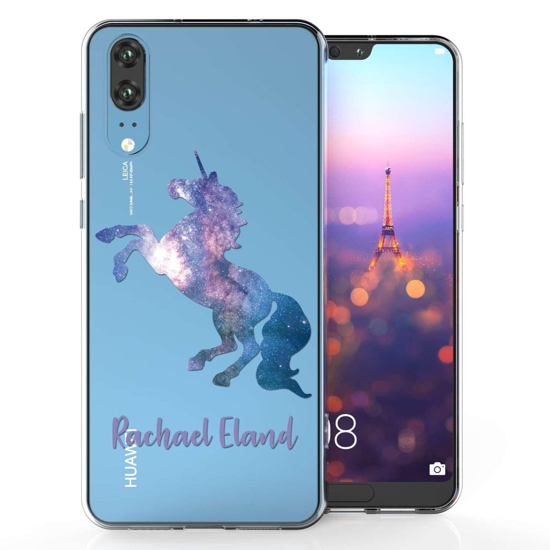 Huawei P20 Blue Unicorn Personalised TPU Gel Case - Mobile Madhouse