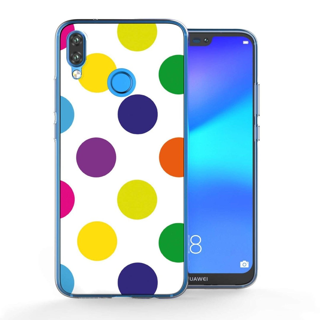 Huawei P20 Lite Multi Colour Polka Dot TPU Gel Case - Mobile Madhouse